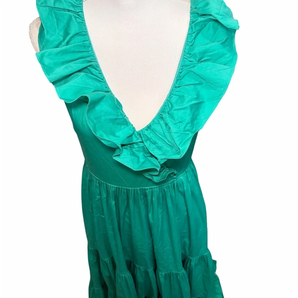 kate spade Teal Ruffle V-Neck Midi Dress